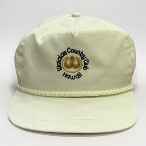 Vintage Waialae Country Club Hawaii Mens White Rope Adjustable Strapback Hat